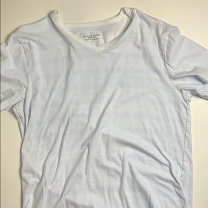 White & Baby Blue V-Neck